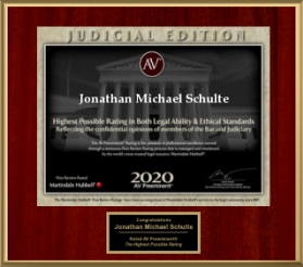 Martindale Hubbell Judicial Edition - Highest Honor Given Jonathan Schulte 2020Lawyers.com AV Preeminent Rating 2020 Jon Schulte